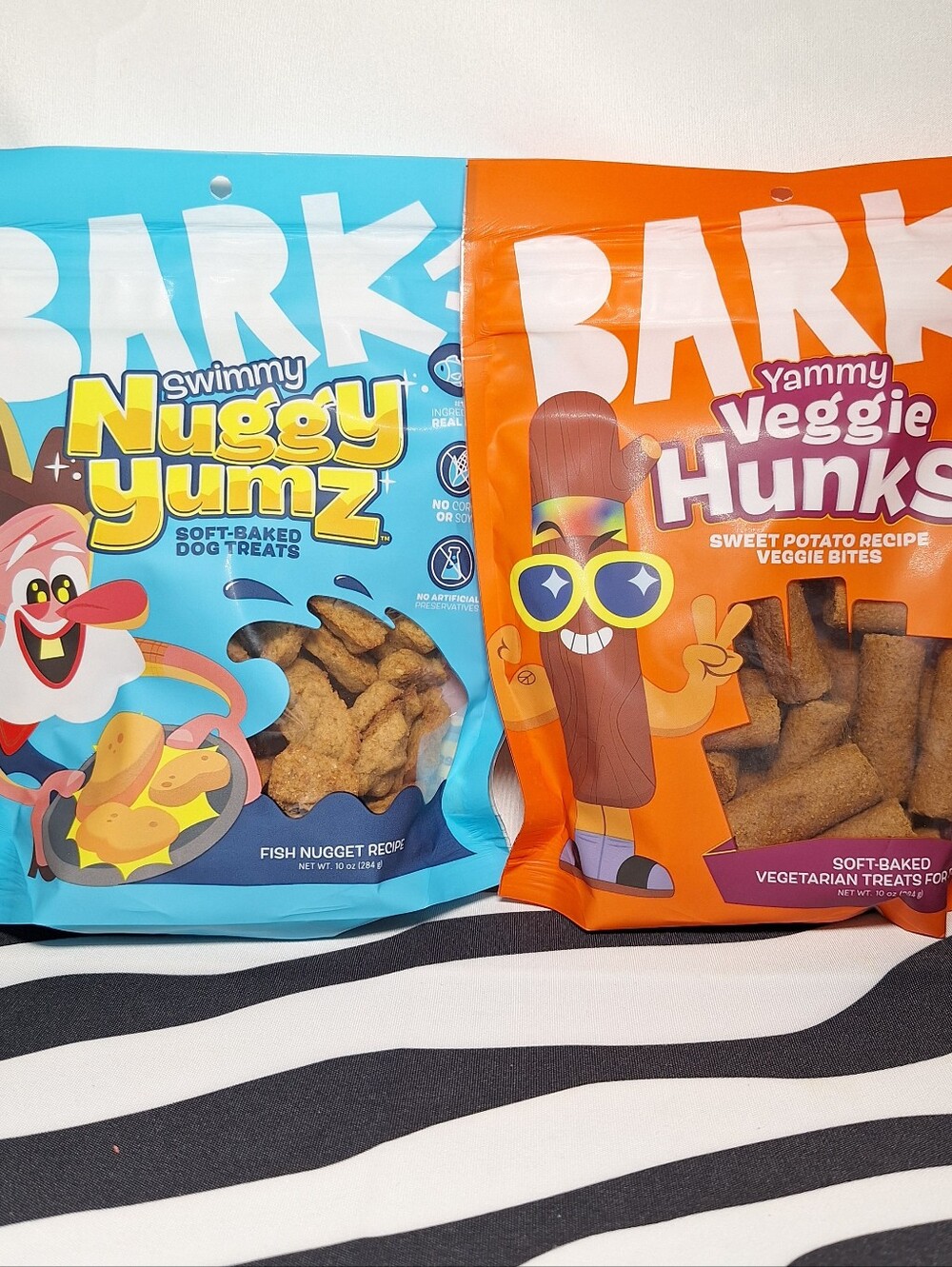 NWT Bark Swimmy Nuggy Yumz & Yammy Veggie Hunks Treats - 2 pack